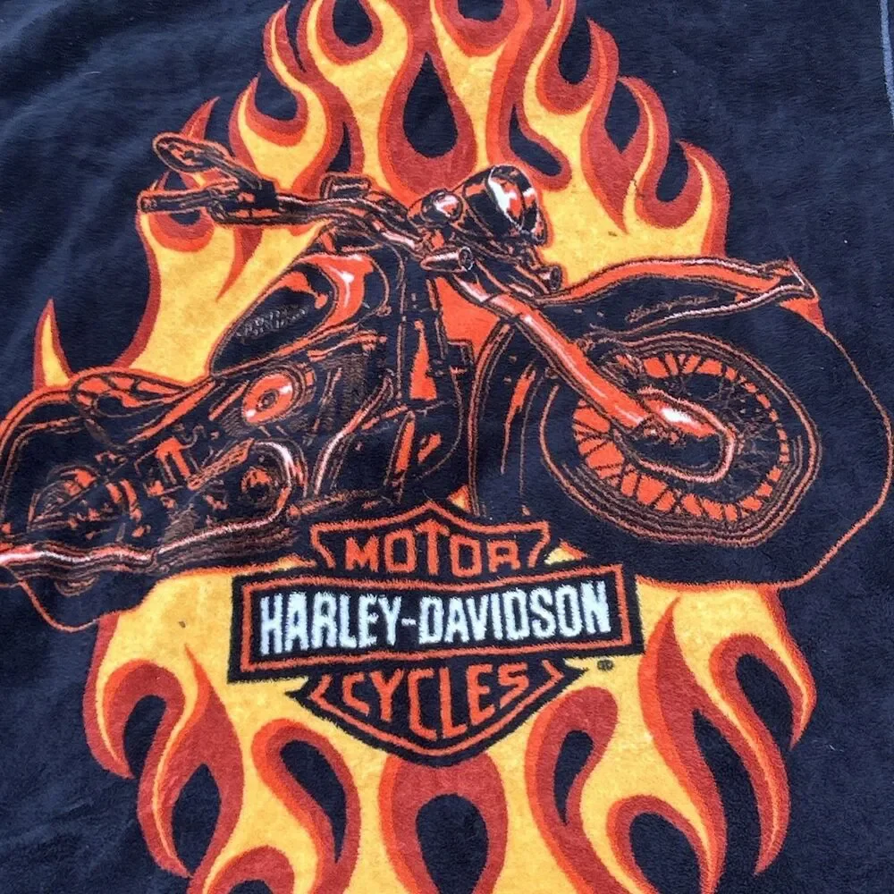 Vintage Harley‎ Davidson Motor Cycles 48”x56” Throw Blanket - Good Condition